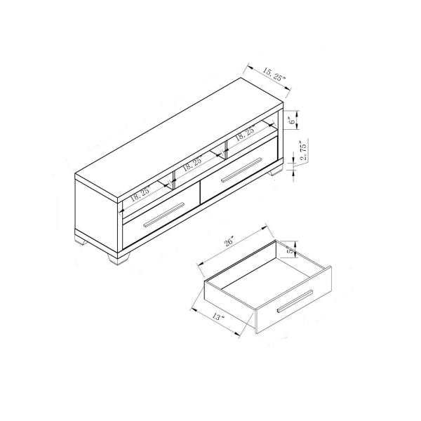 TV Stand Two Storage Drawers Three Display Shelves