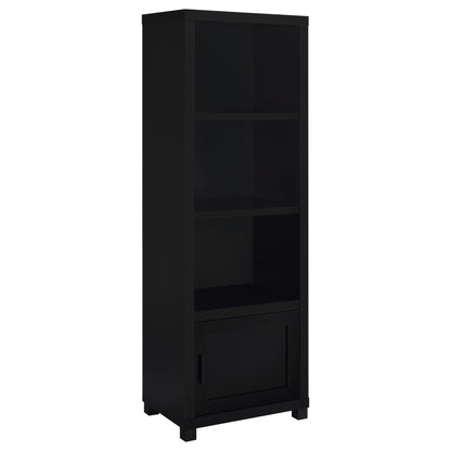 Sandl - 3 Shelf Media Tower With Cabinet Storage Solution - Black