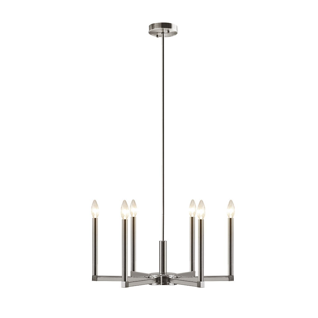 Renzetti - 6-Light Contemporary Candelabra Styled Chandelier - Silver