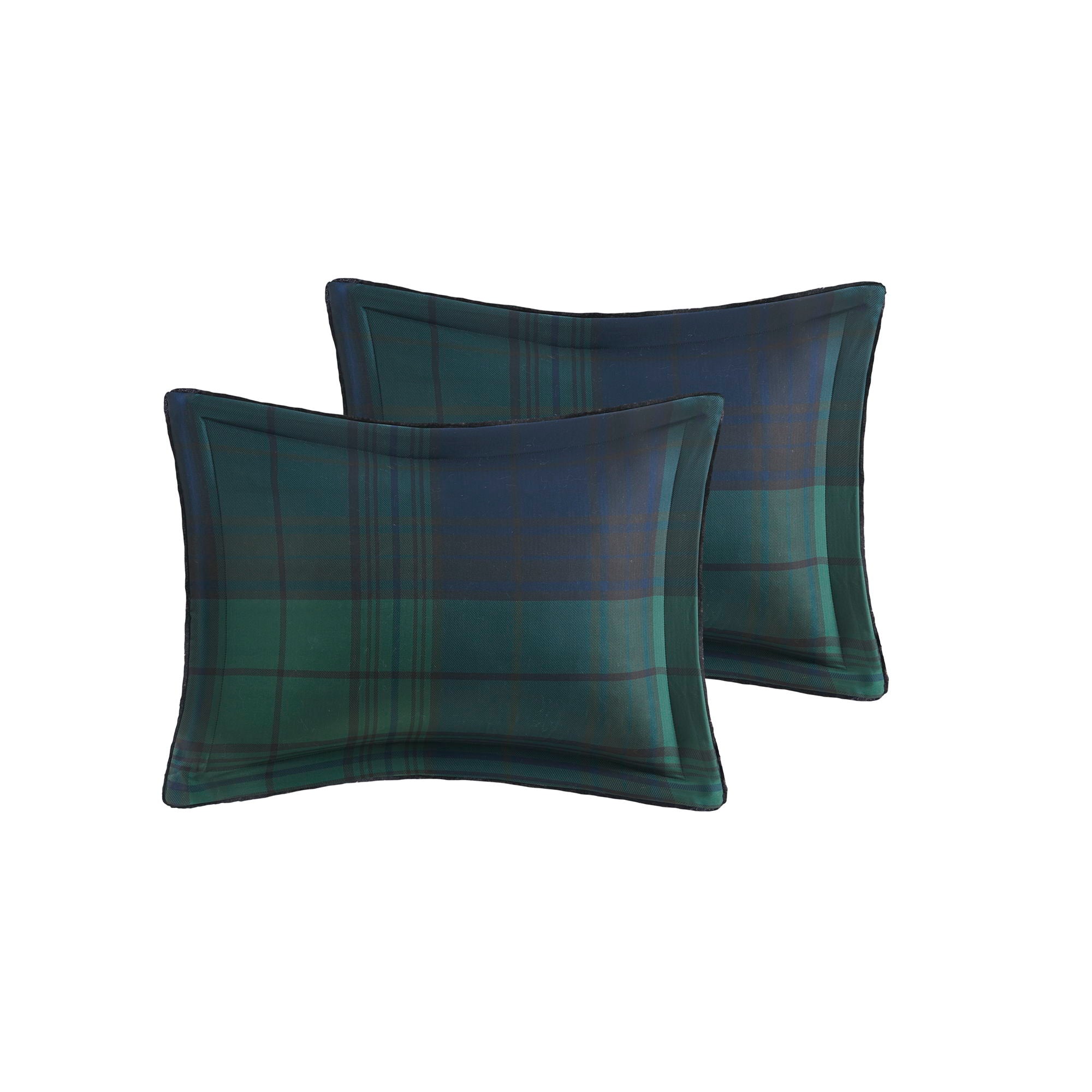 Bernston - Faux Wool to Faux Fur Down Alternative Comforter Set - Green Plaid