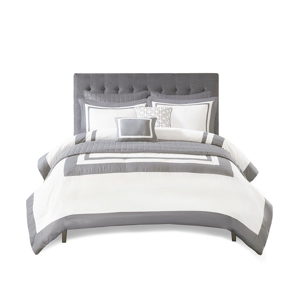 Heritage - King 8 Piece Comforter And Coverlet Set Collection - Gray