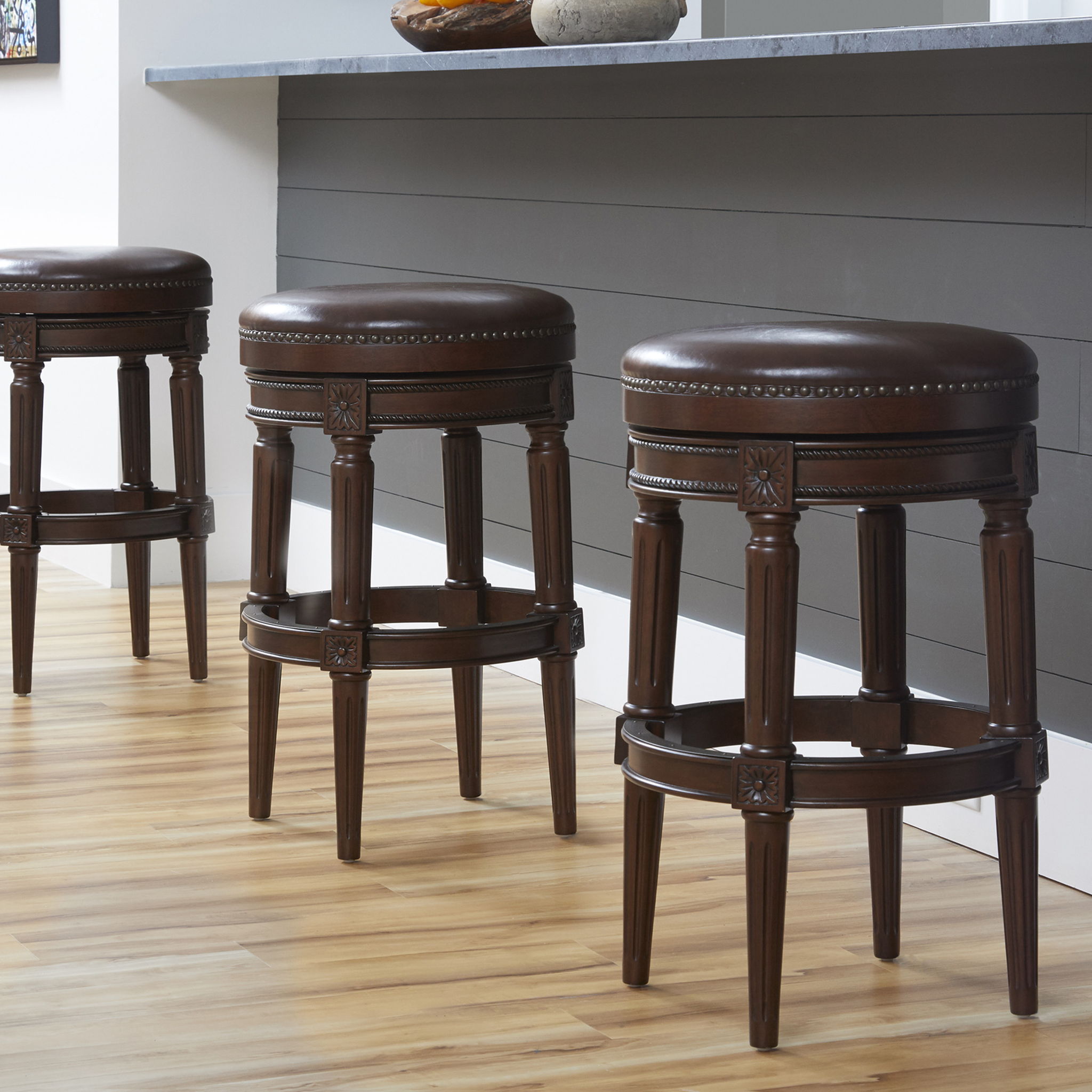 Rustic Elegance Backless Swivel Stool
