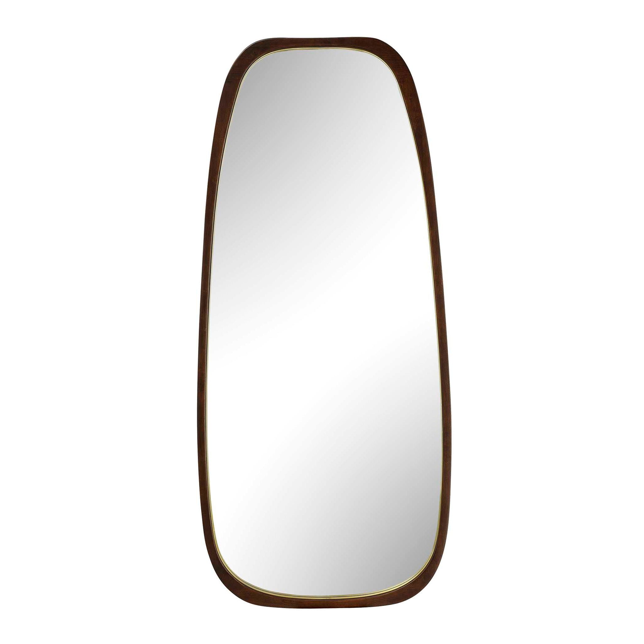 Zachari - Asymmetrical Tall Mirror - Gold / Woodtone