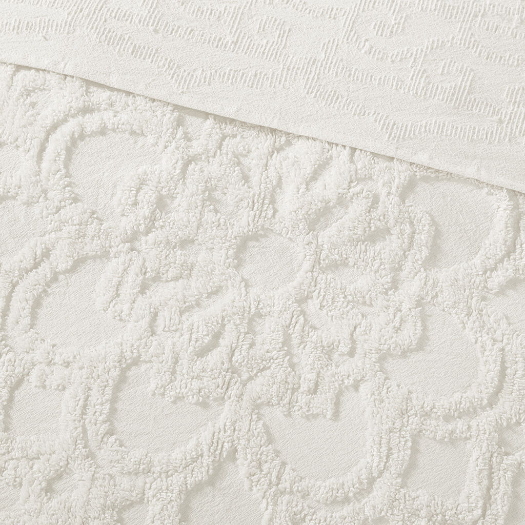 Laetitia - Tufted Medallion Fringe Coverlet Mini Set - Off White