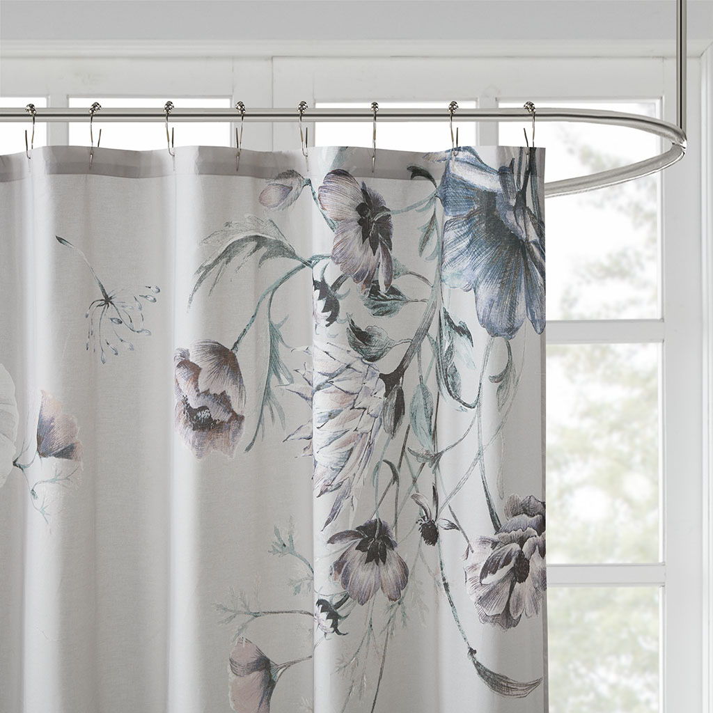 Cassandra - Printed Shower Curtain - Blue