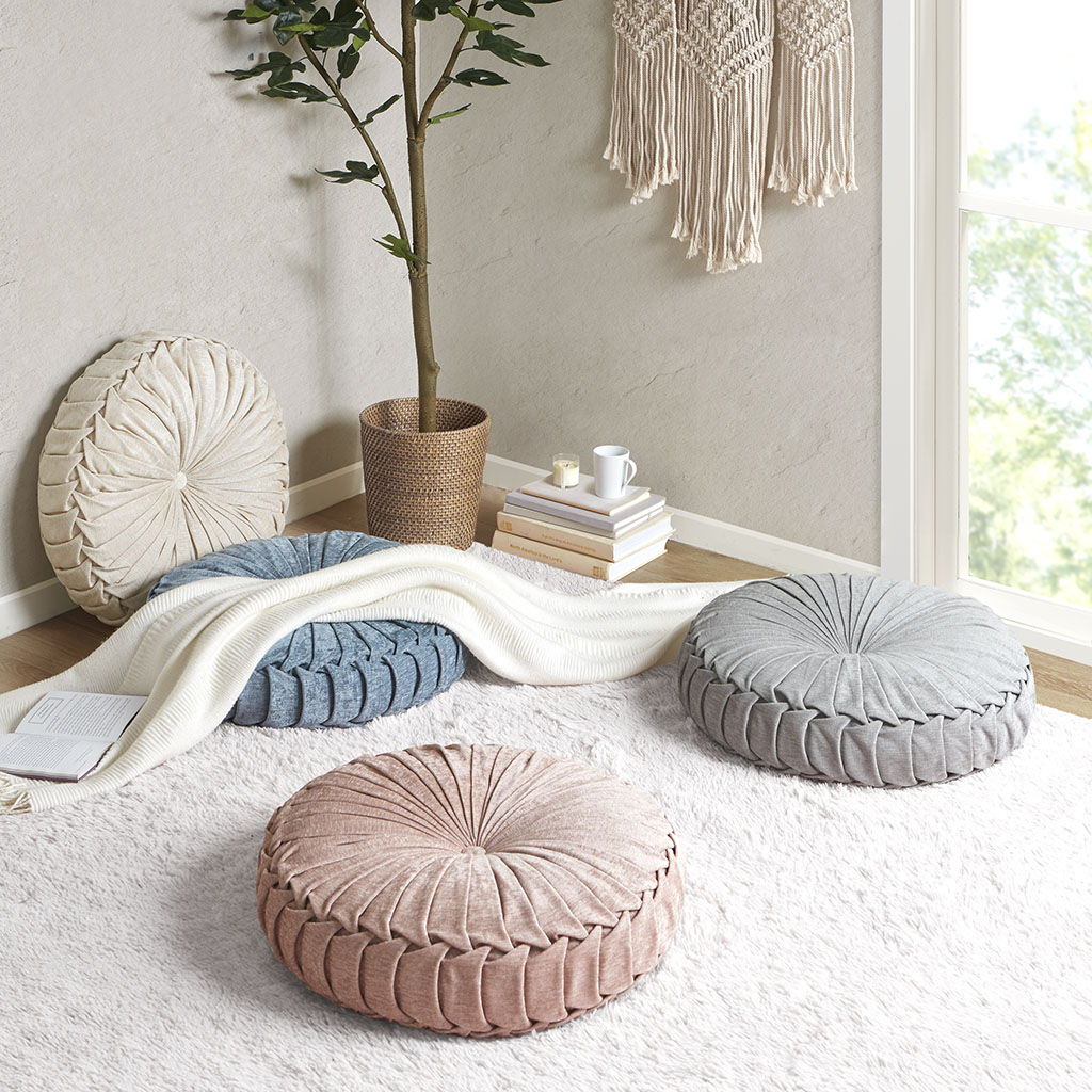 Loretta - Round Floor Pillow Cushion - Blush
