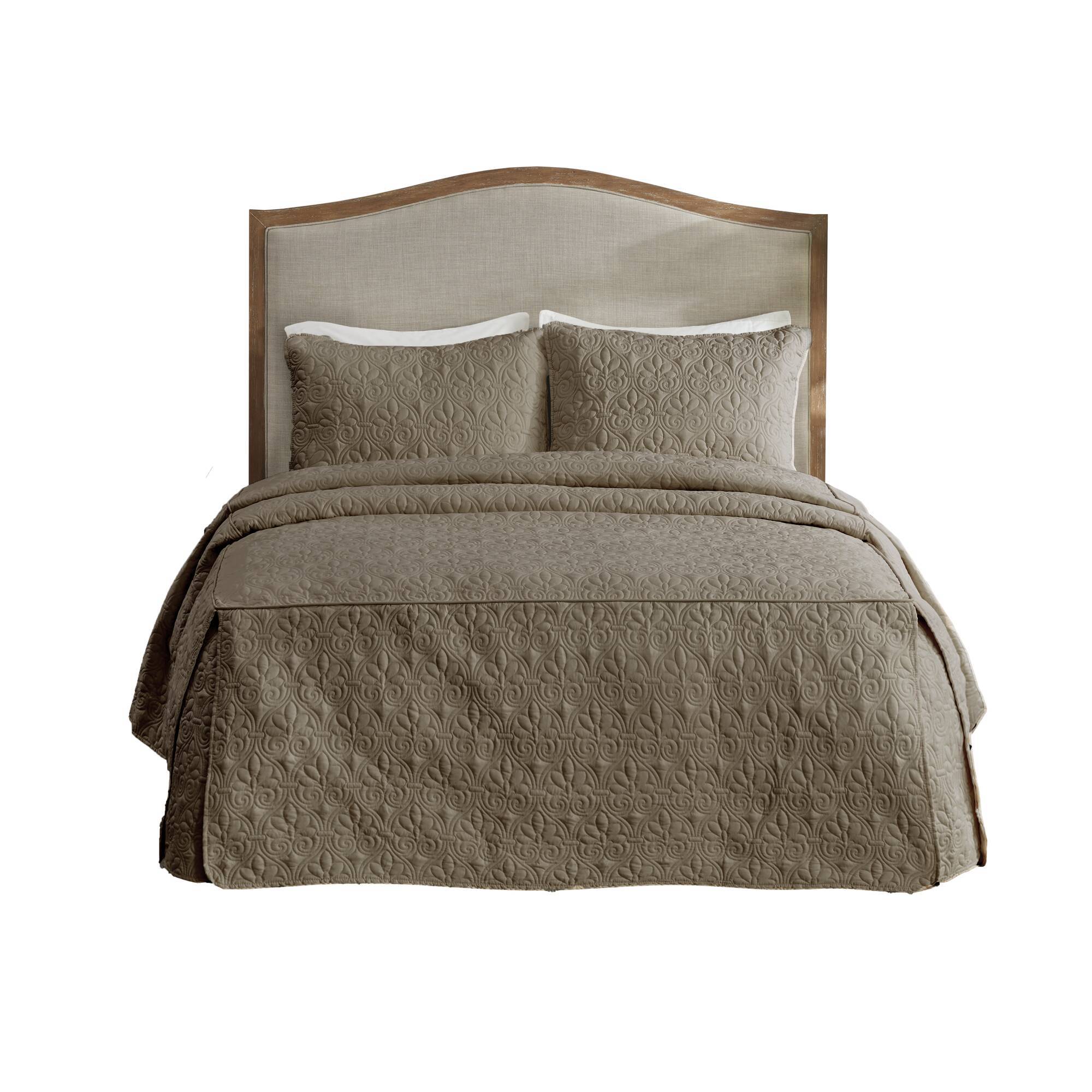 Quebec - Queen Fitted Bedspread (Set of 3) - Khaki