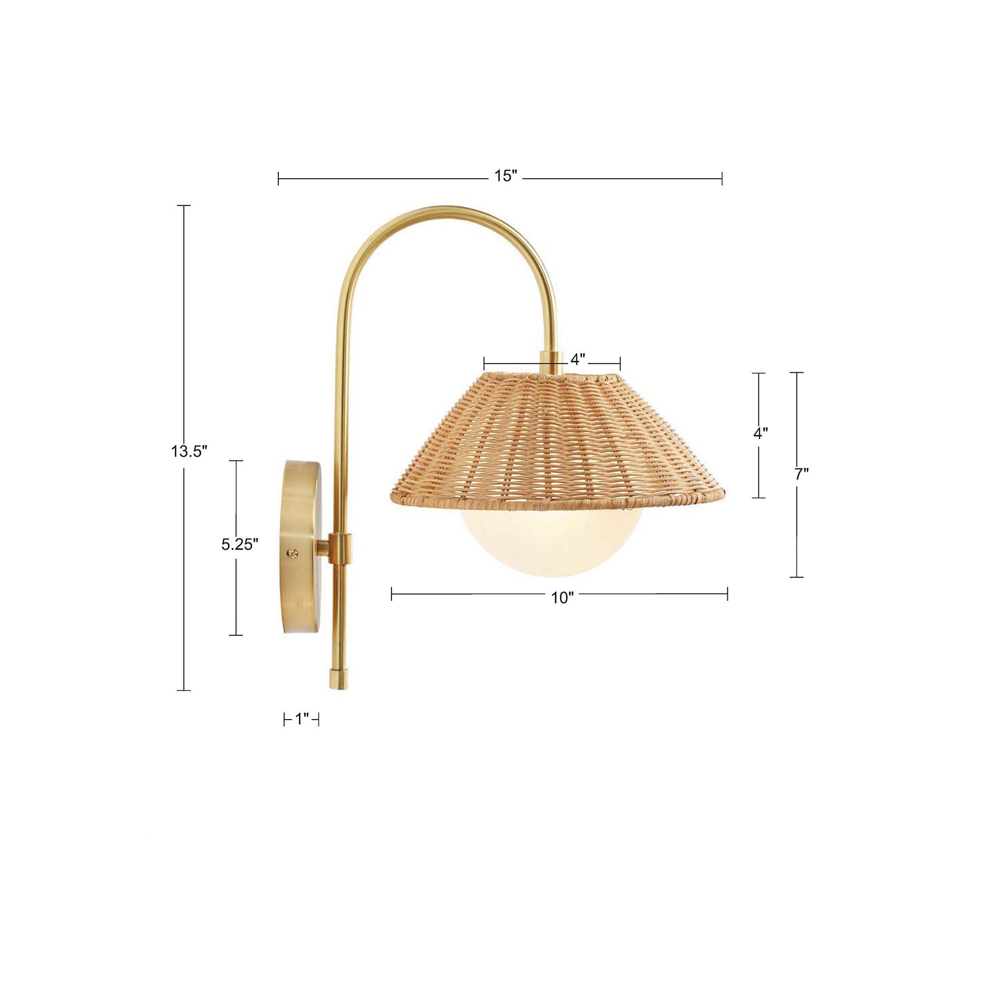 Laguna - Rattan Weave Wall Sconce - Gold