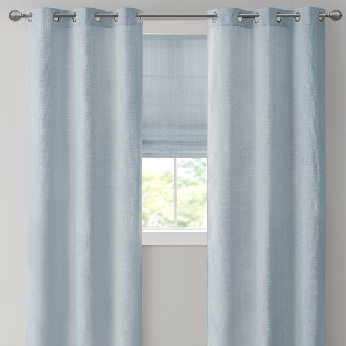 Galen - 27" Basketweave Room Darkening Cordless Roman Shade - Blue