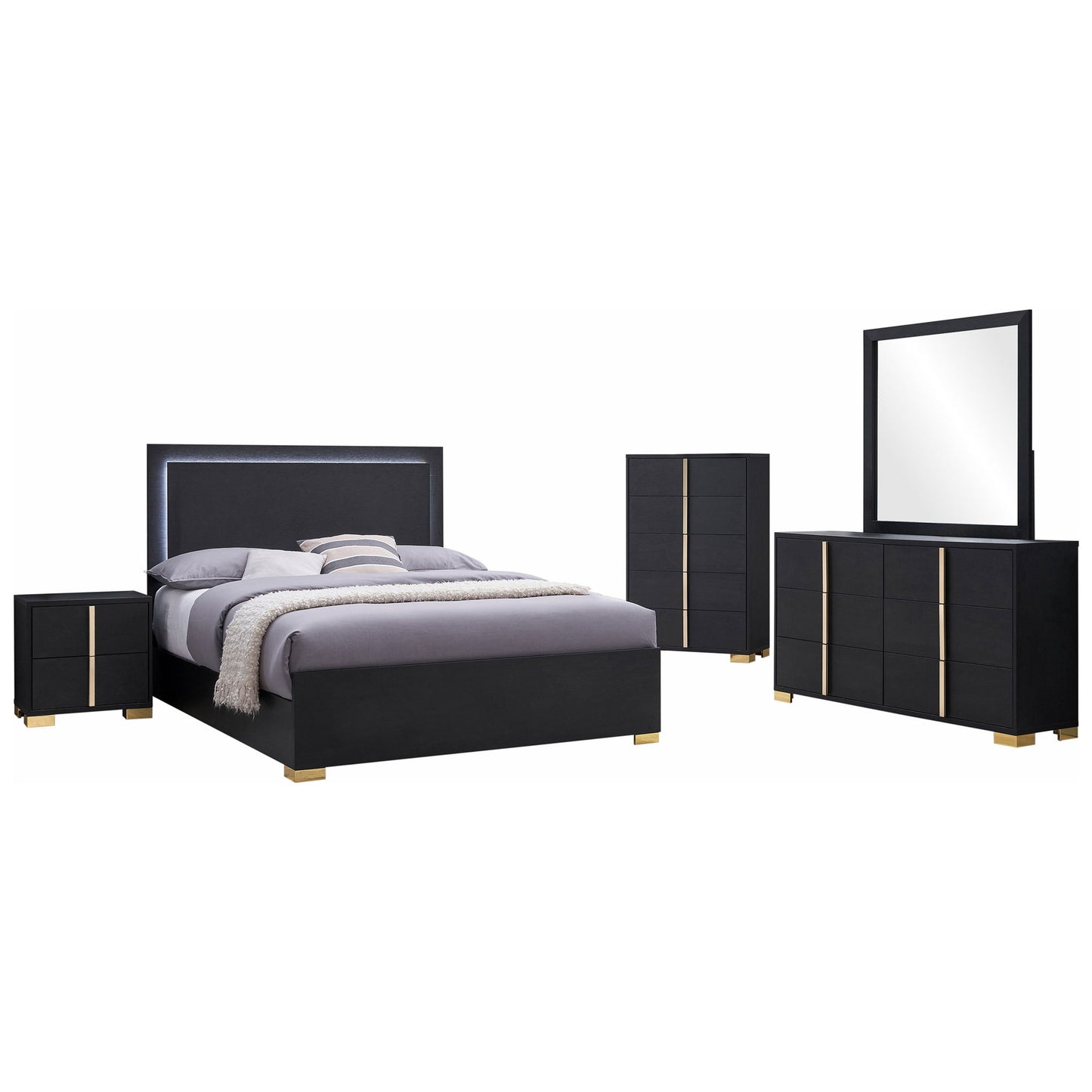 Jeremiah - Bedroom Set With LED Headboard