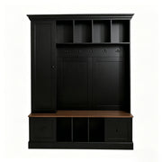 Hall Tree With Shoe Storage Bench, Entryway Coat Rack With 5 Hooks