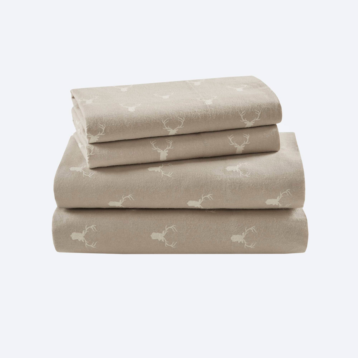 Flannel - Full 100% Flannel Printed Sheet Set - Stag Head