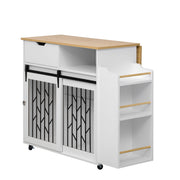 Modern Style 2 In 1 Pet Friendly Dog Crate Kitchen Island End Table Metal Pine - Natural / White