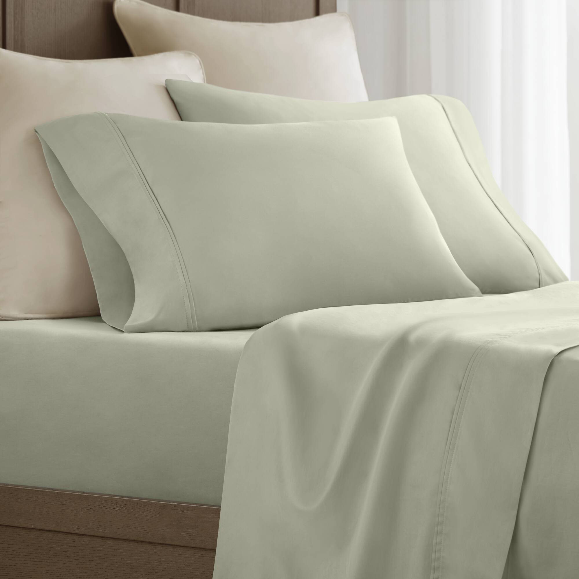 King Sateen Pillowcase Set - Sage