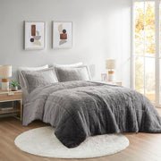 Brielle - Twin Ombre Shaggy Long Comforter Mini Set - Gray