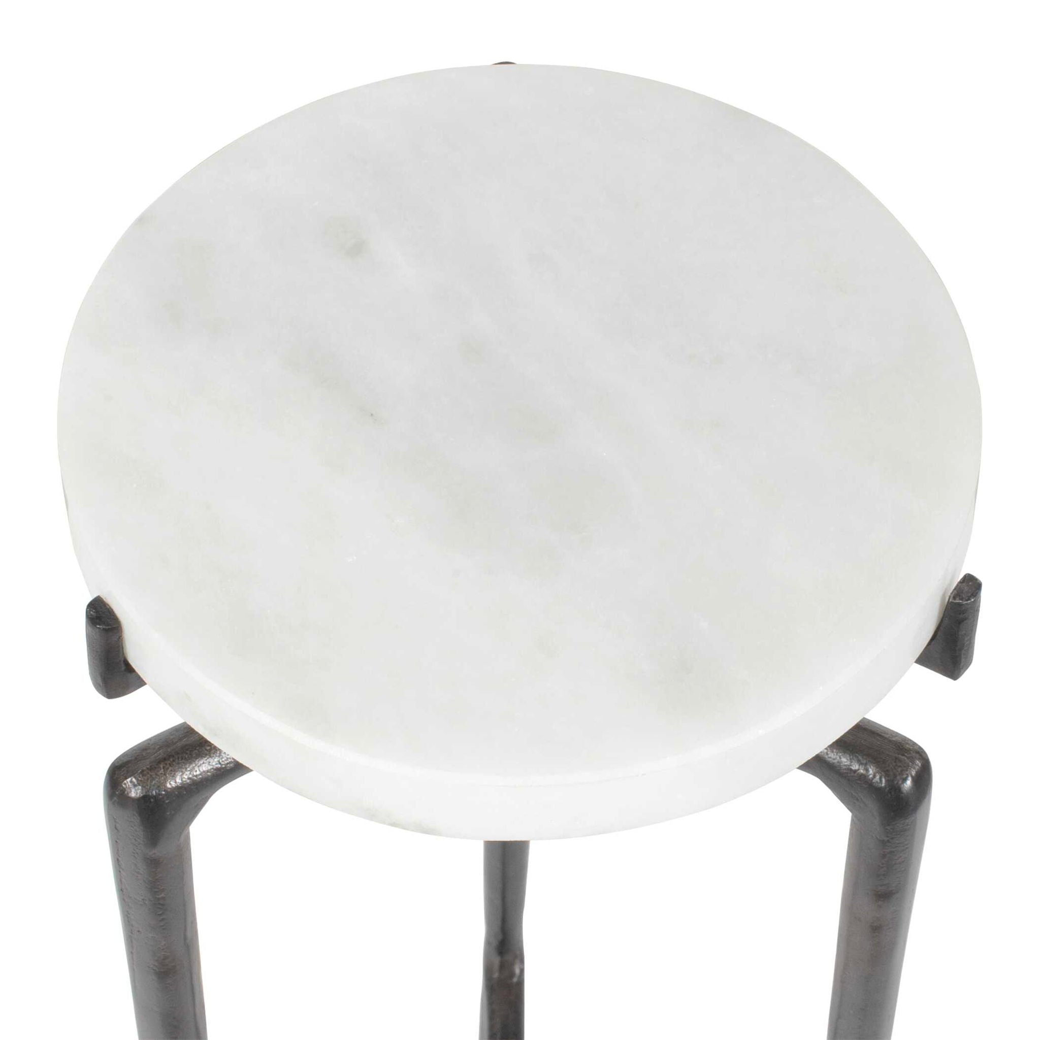 Tobias - Marble Slab Drink Table - Bronze / White