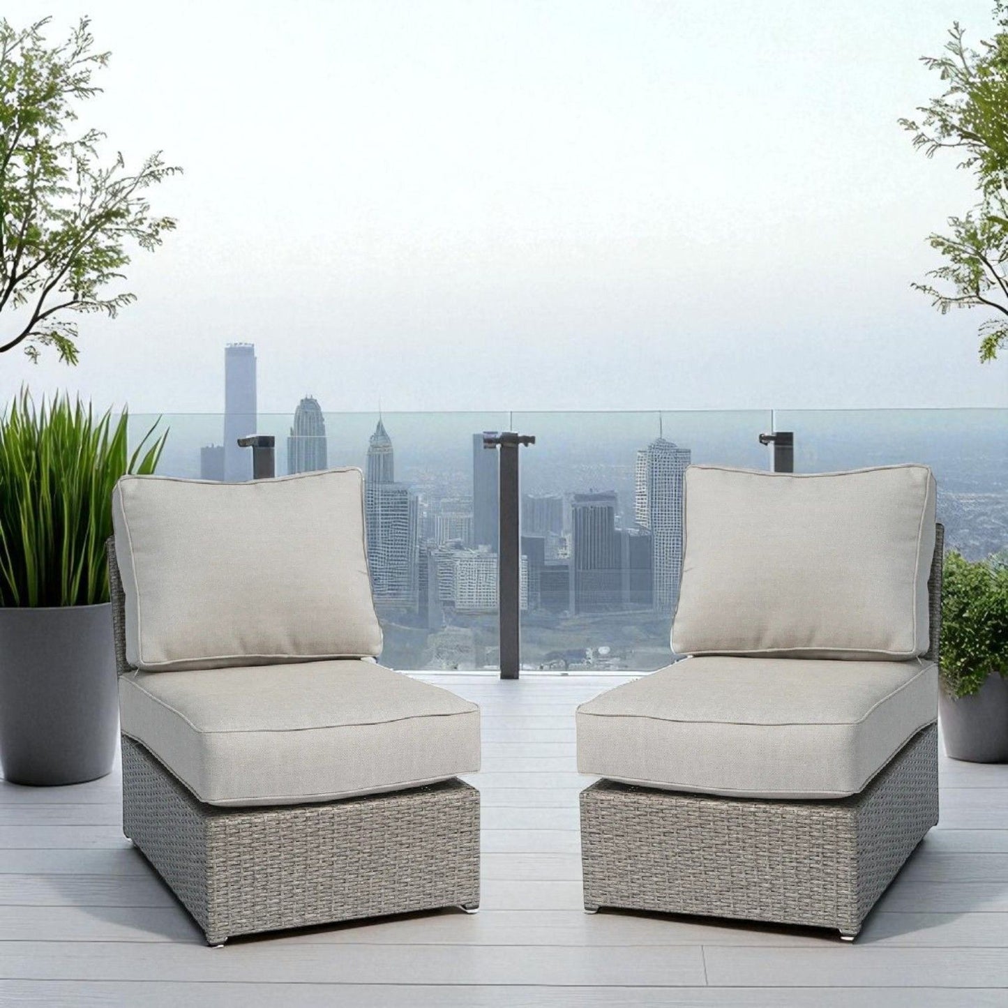 Armless Patio Chair With Cushions