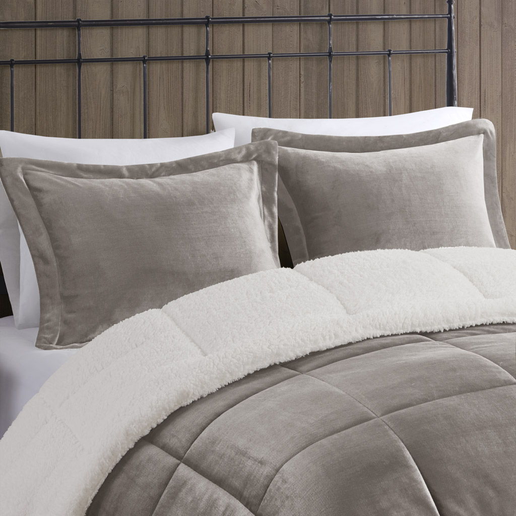 Alton - Down Alternative Comforter Set - Gray / Ivory