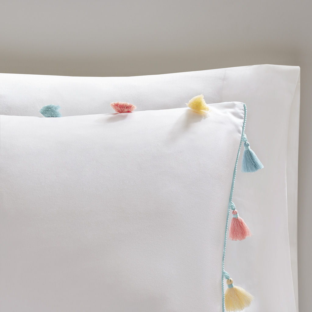 Tessa - Tassel Comforter Set - White