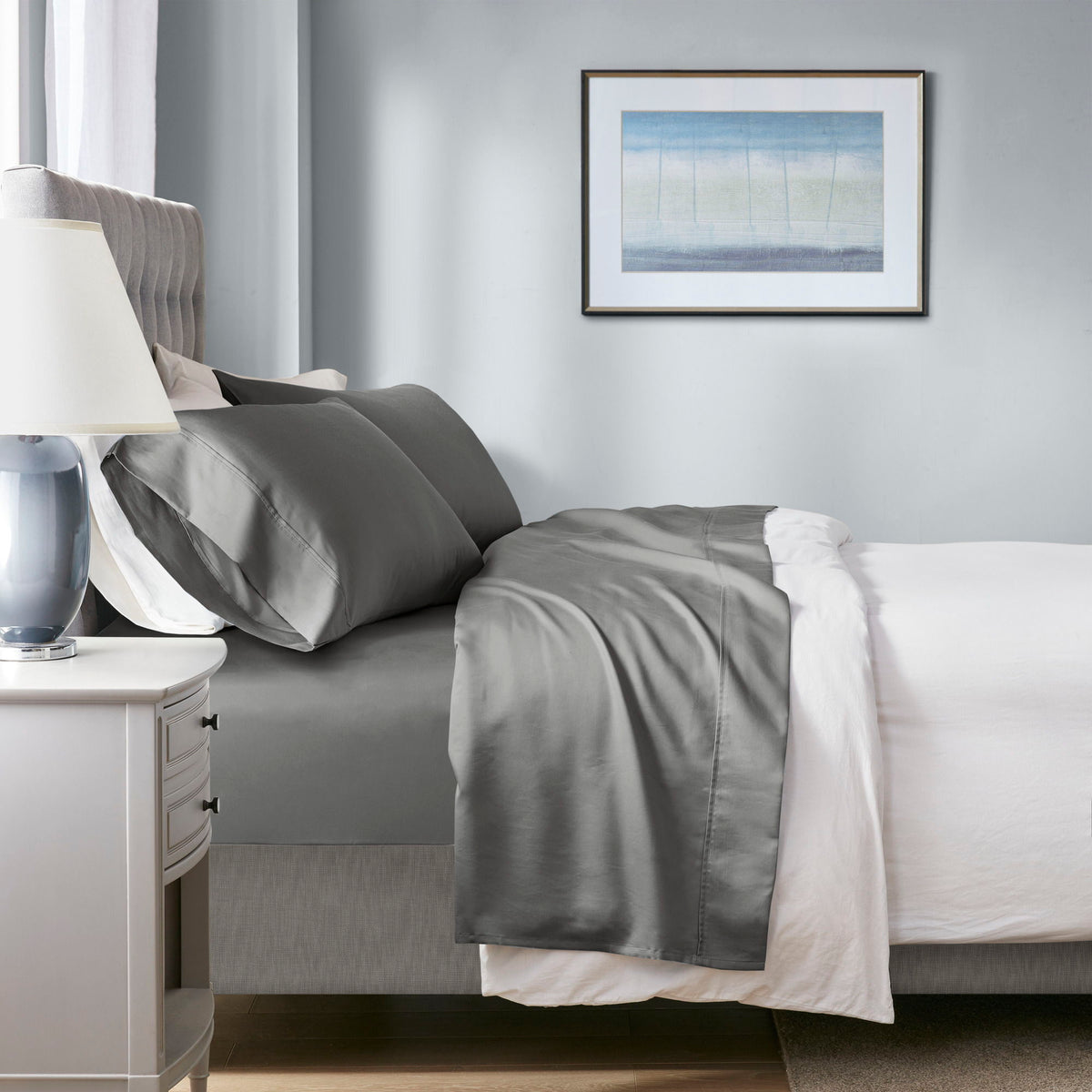 1000 Thread Count - King HeiQ Smart Temperature Blend 4 Piece Sheet Set - Charcoal
