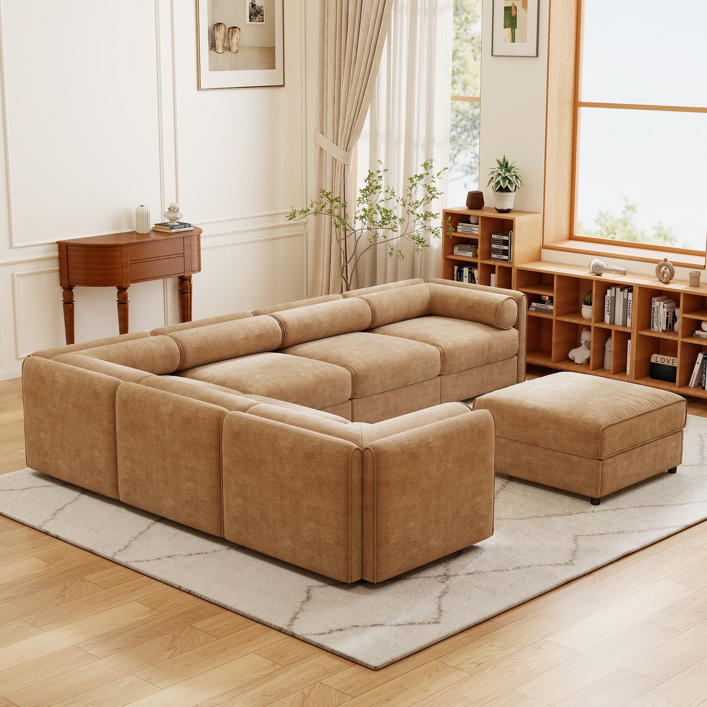 Contemporary Elegant Sofa With Storage And Ottoman