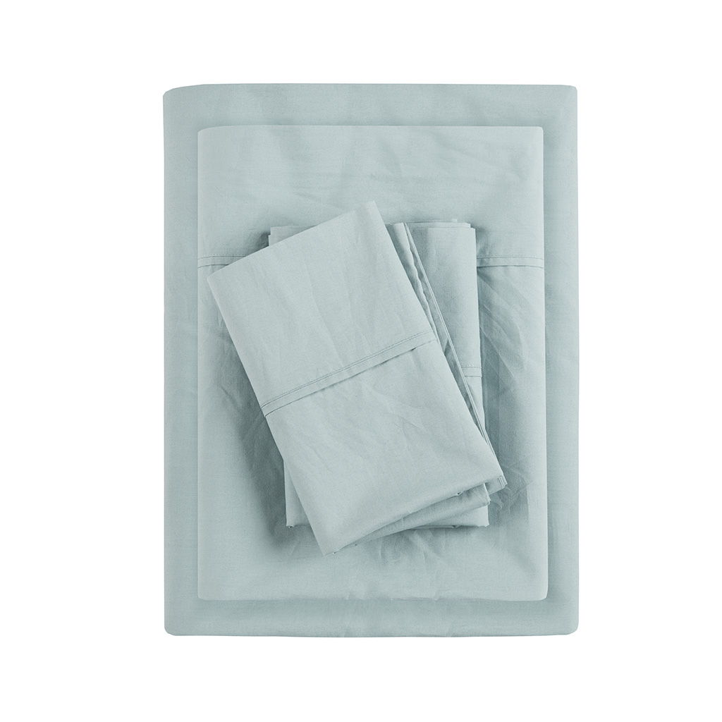 Peached Percale - California King Sheet Set - Aqua