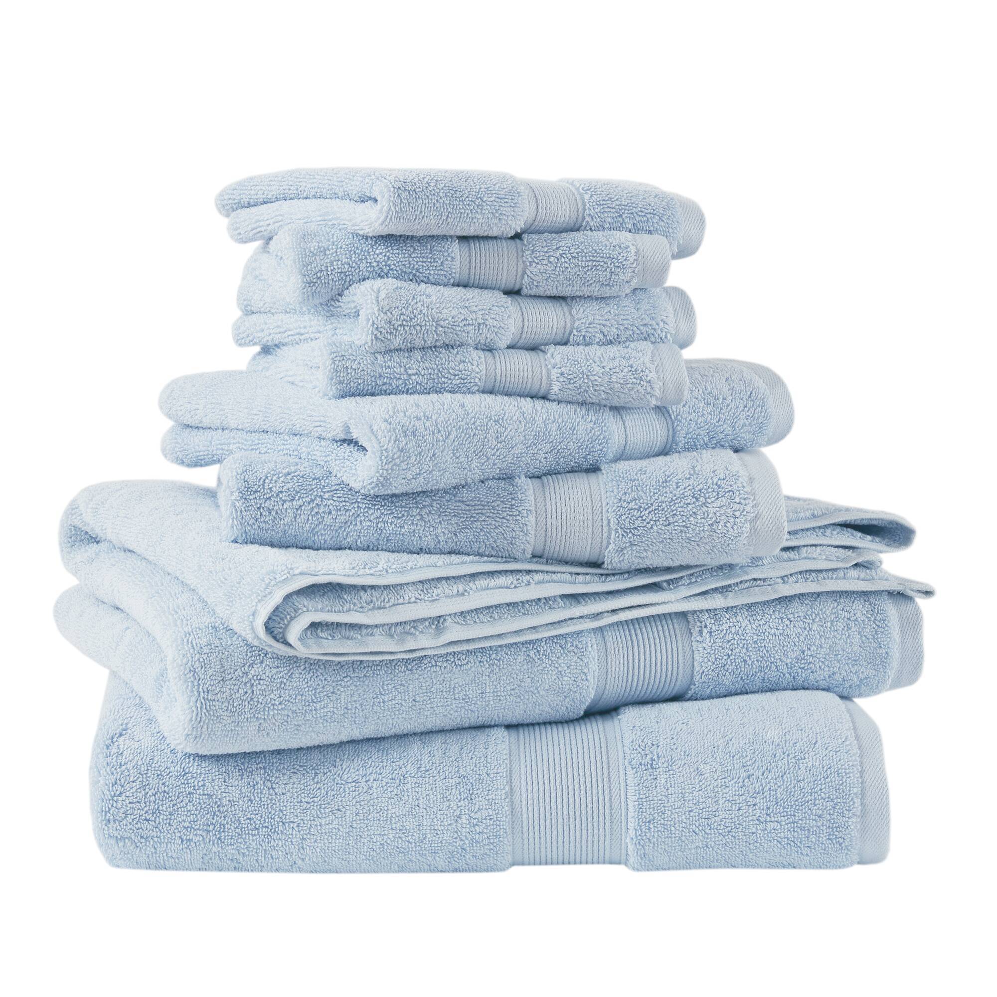 800GSM - 8 Piece Antimicrobial Towel Set - Light Blue