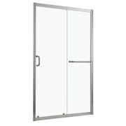 Elegant Single Sliding Bypass Shower Enclosure, Tempered Glass - Brushed Silver