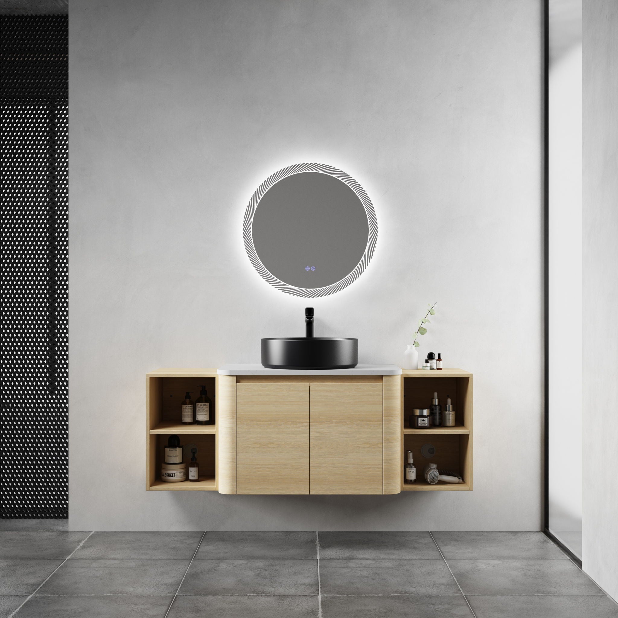 Mounted Bathroom Vanity With Art Sink, 2 Storage Shelves, Soft Close Door