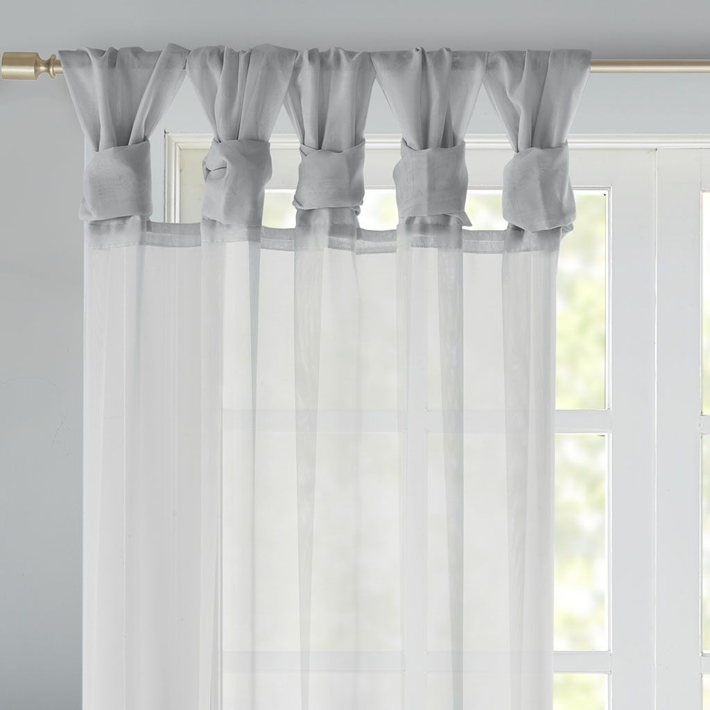 Ceres - 63" Twist Tab Voile Sheer Window Pair - Light Gray