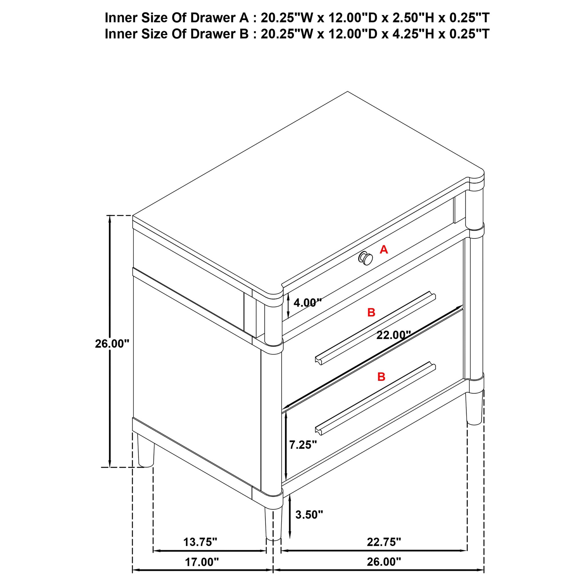 Robinson - 3 Drawer Nightstand - White