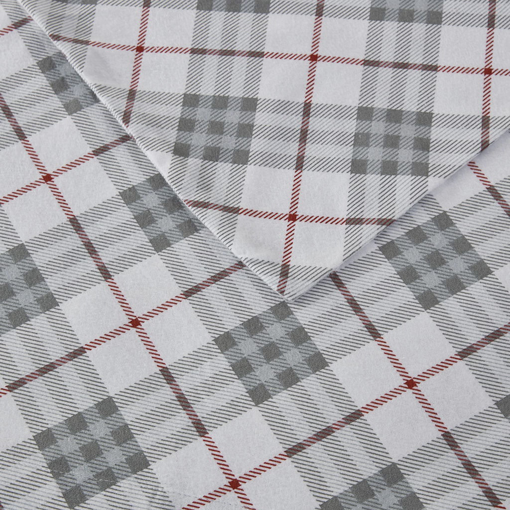 Cozy Flannel - Queen Sheet Set - Red Plaid