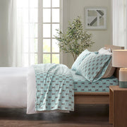 Cozy Flannel - Twin Printed Sheet Set - Aqua French Bulldog