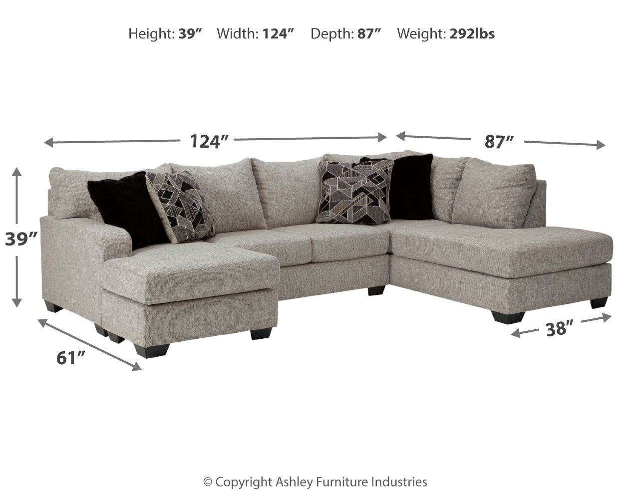 Megginson - Right Arm Facing Corner Chaise 2 Pc Sectional - Storm