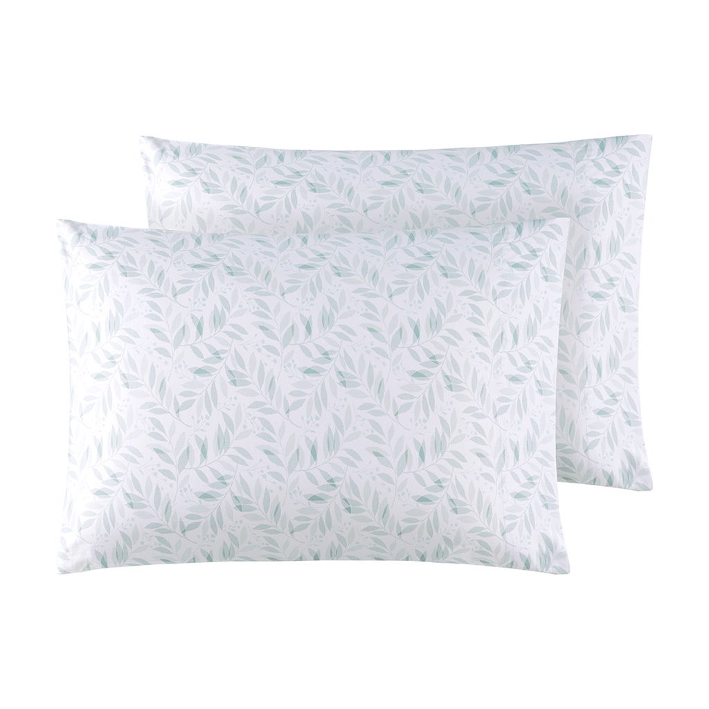 200 Thread Count Printed Cotton - Full Sheet Set - Green Leaves