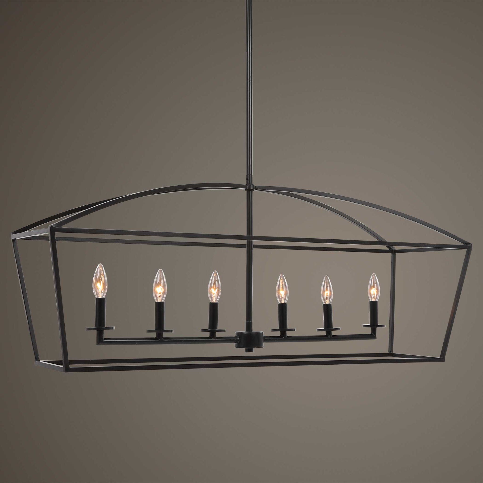 Clayton - 6 Light Linear Chandelier - Black