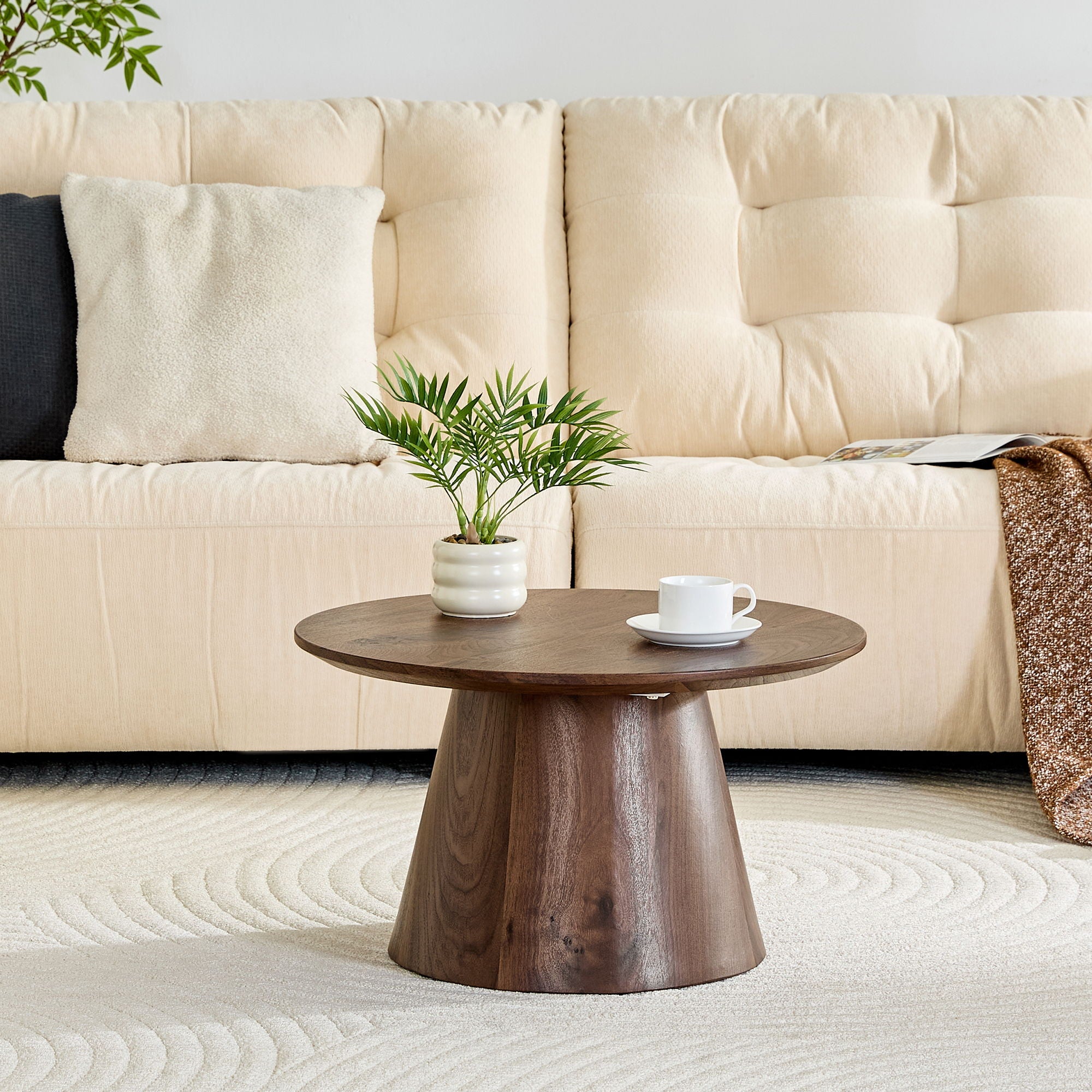 Circular Coffee Table With Adjustable Feet