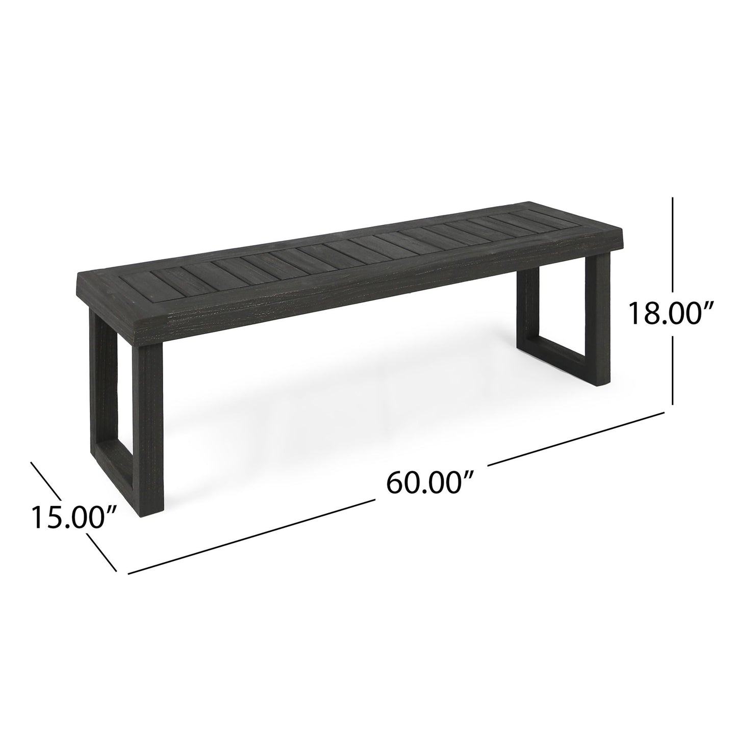 Realm - Outdoor Bench With Slat Panel Top And Base - Dark Gray