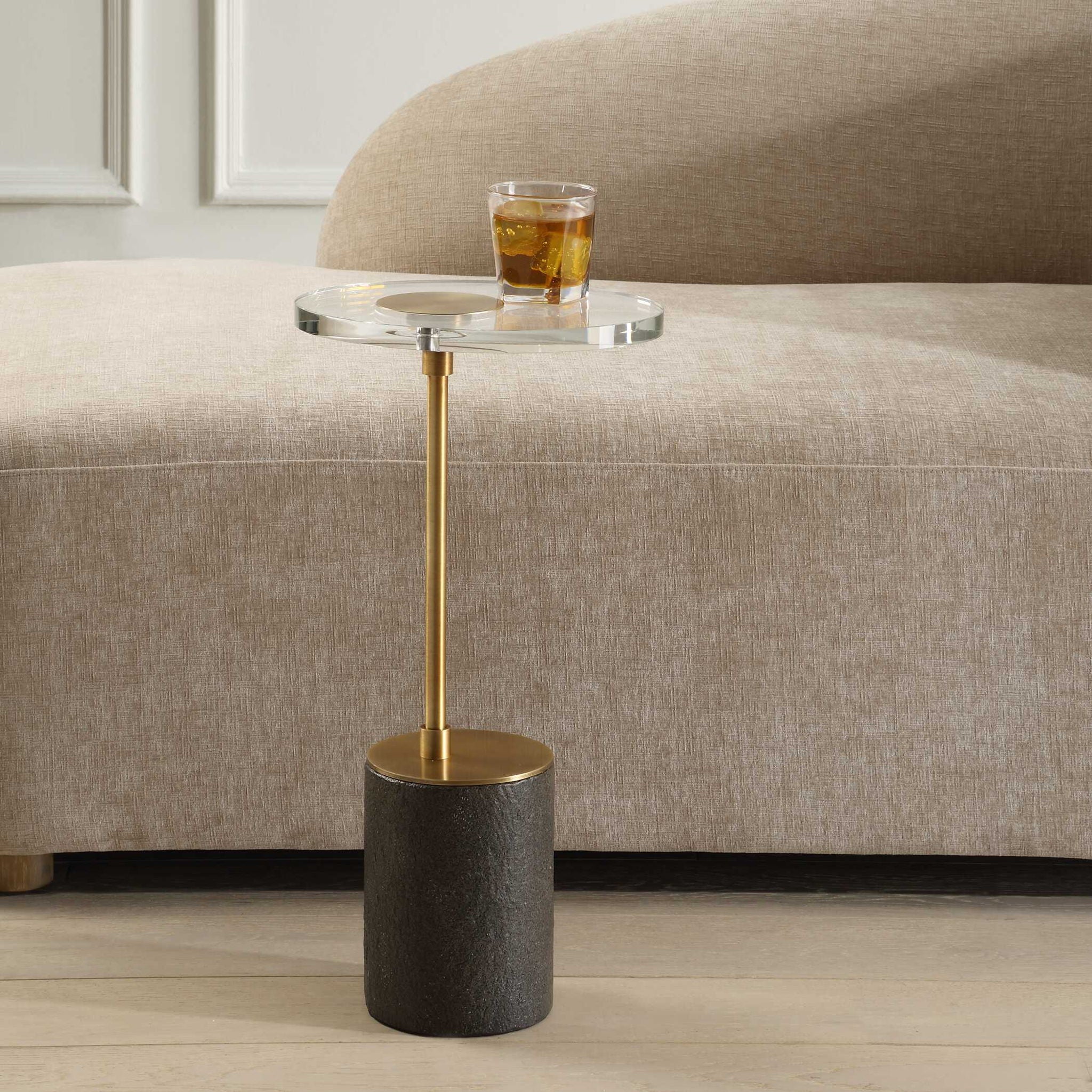 Kaufman - Crystal Accent Table - Black / Brass