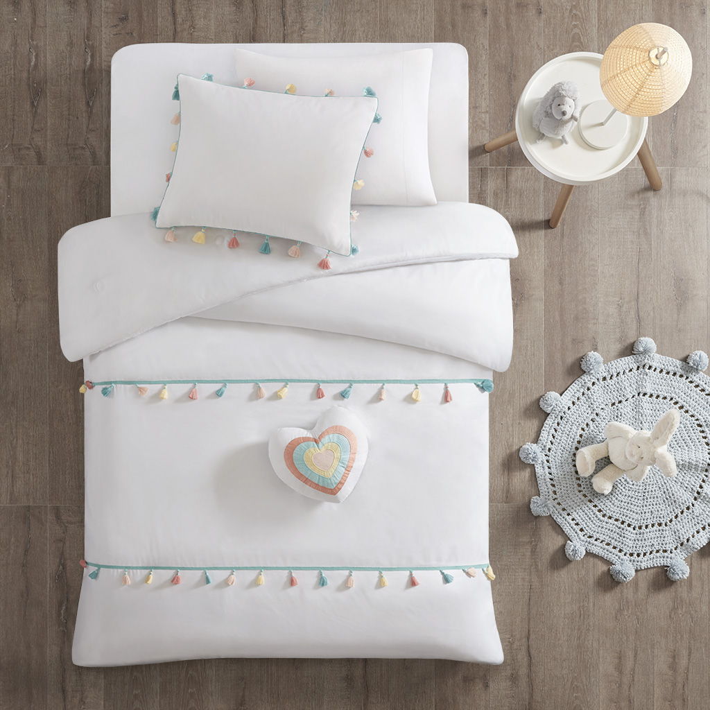 Tessa - Tassel Comforter Set - White