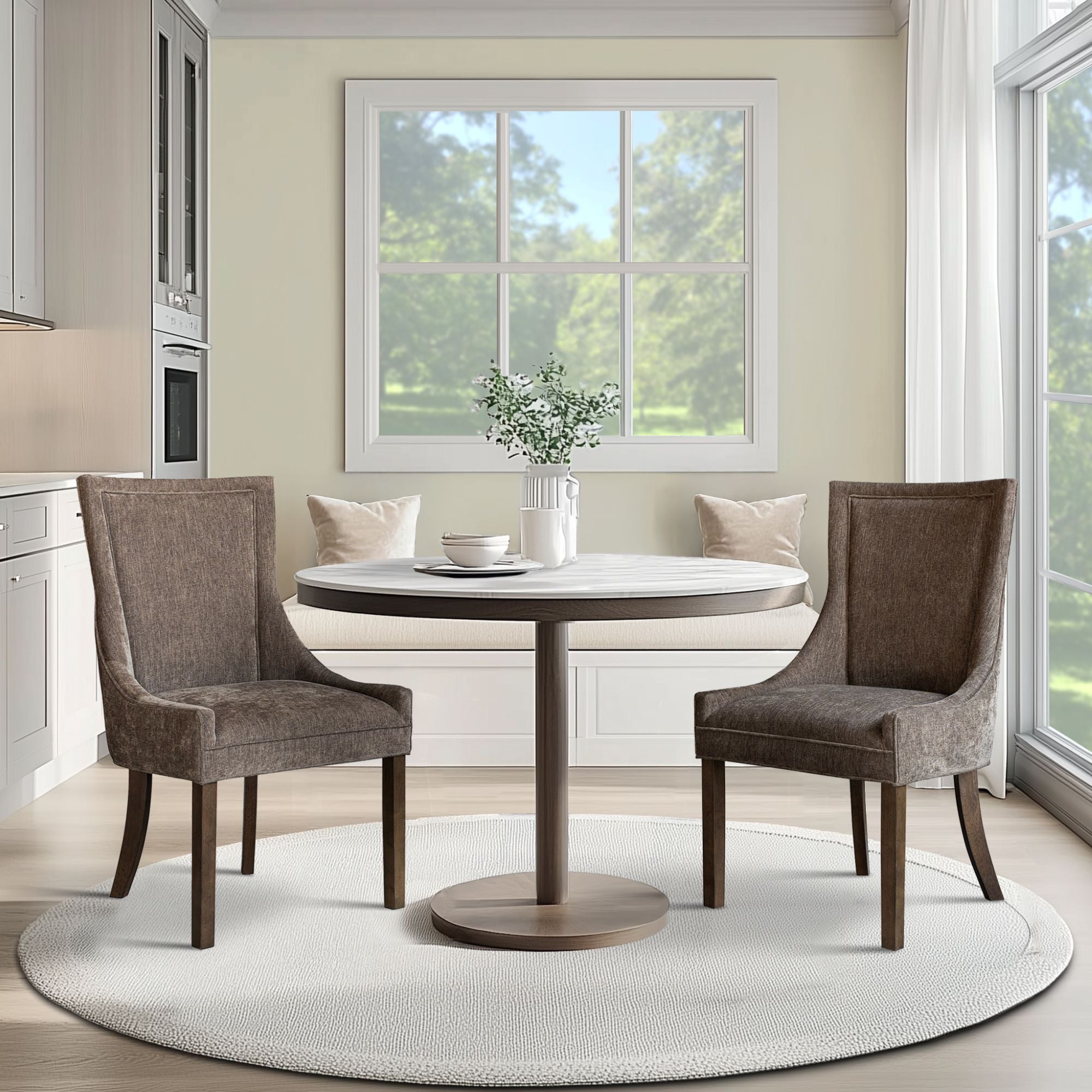 Ultra - Ultra Upholstered Dining Side Chairs With Legs (Set of 2) - Brown