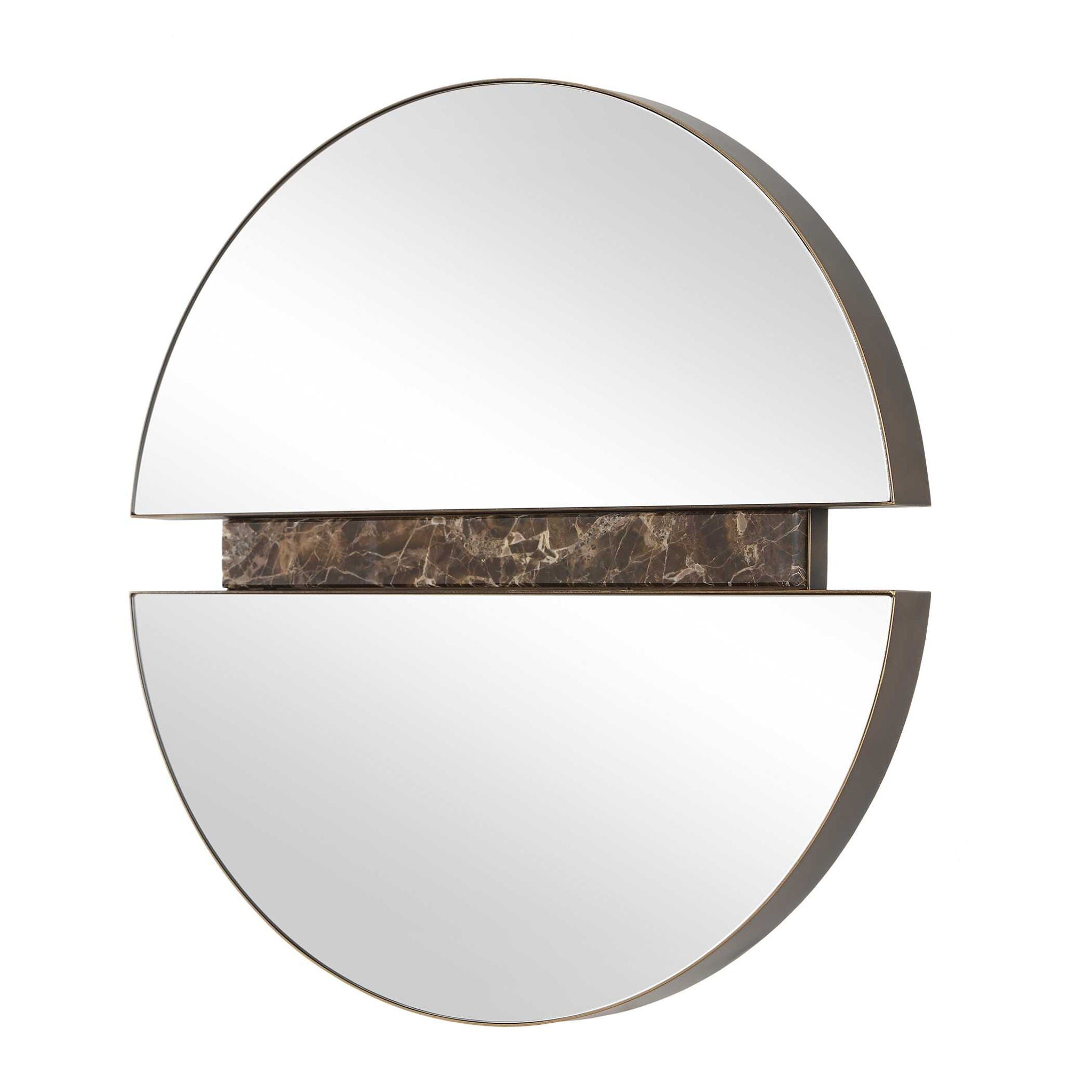 Hanover - Divided Round Mirror - Bronze / Brown