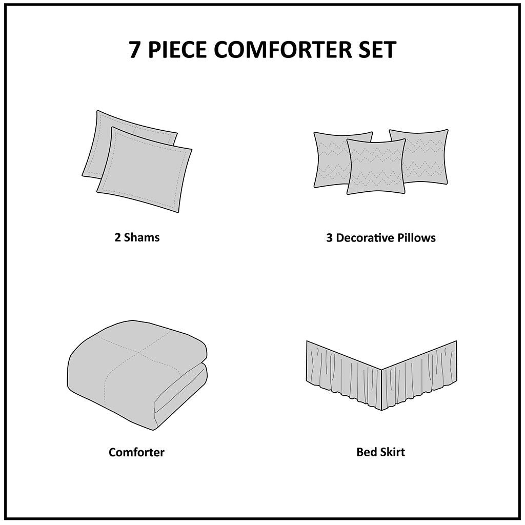 Boone - 7 Piece Comforter Set - Gray