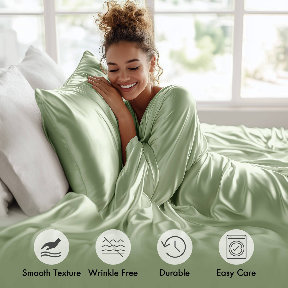 Satin - 6 Piece Queen Luxury Sheet Set - Sage