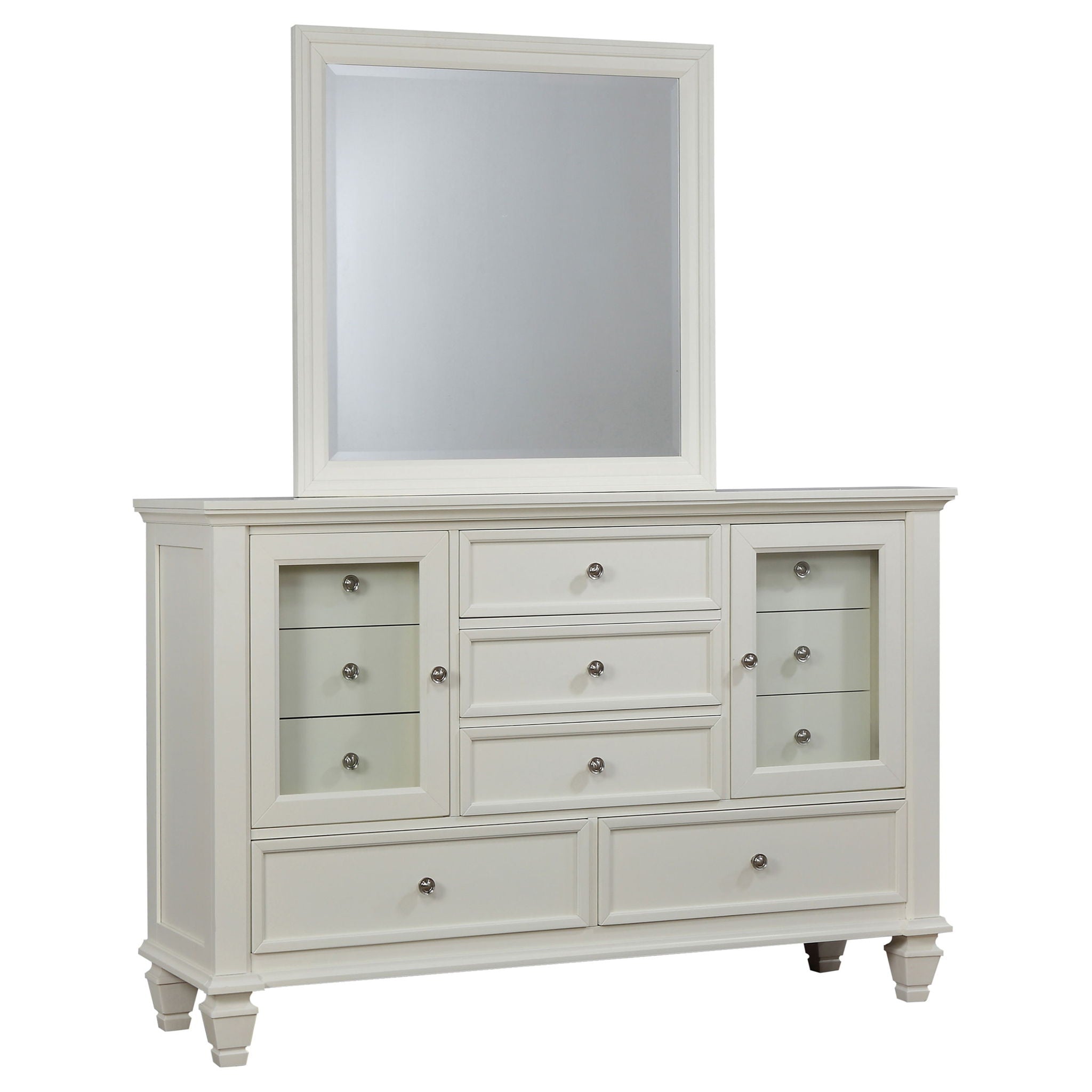 Dennis - 11 Drawer Dresser With Mirror - Cream White
