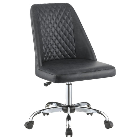 Adjustable Desk Chair With Diamond Tufted Backrest Base - Gray