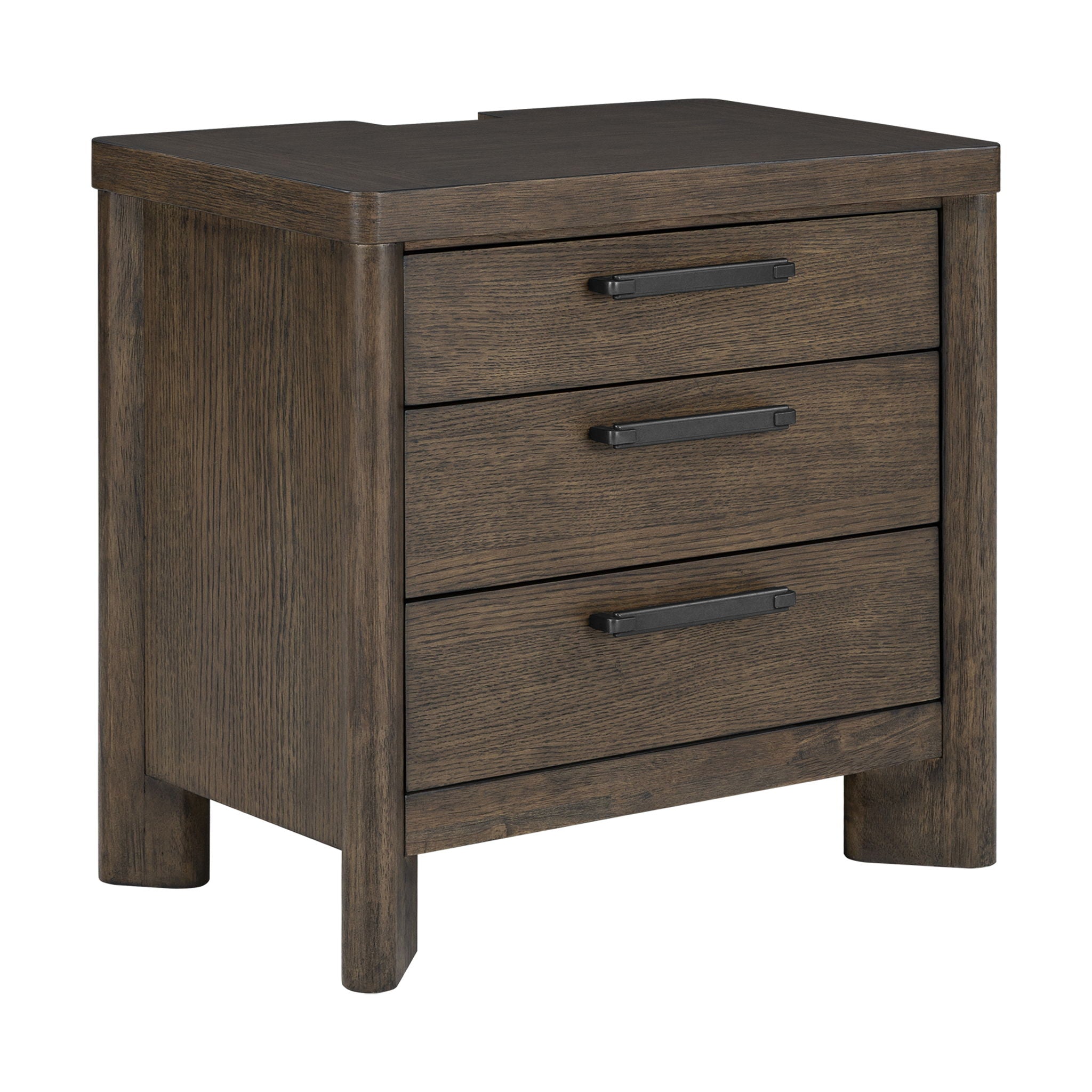 3 Drawer Nightstand With USB - Dark Oak