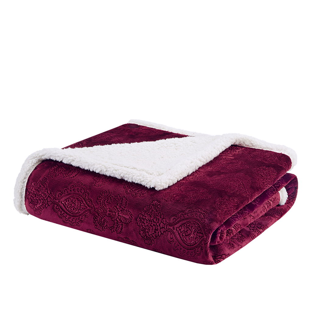 Elma - Oversized Textured Throw - Burgundy