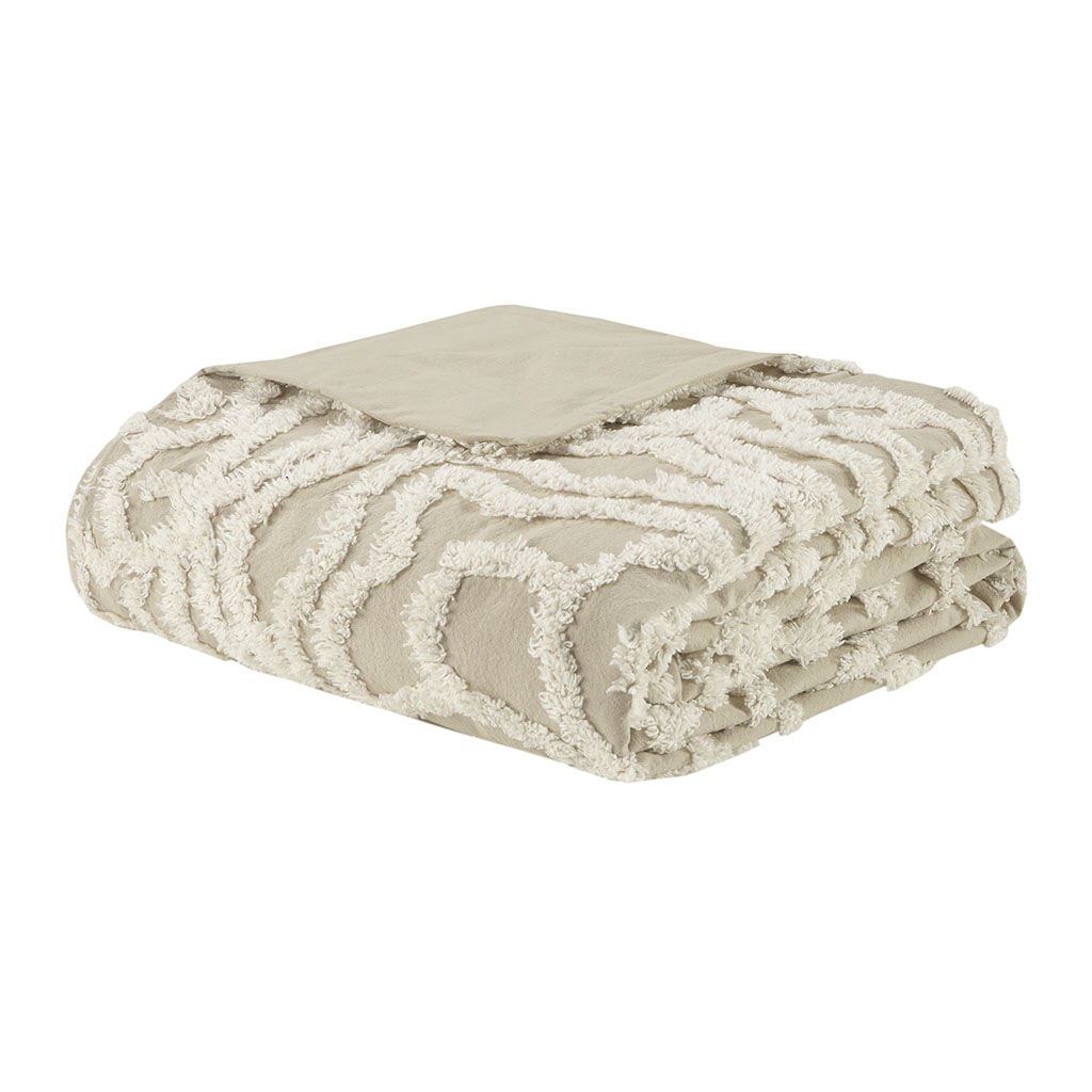 Laetitia - King 3 Piece Tufted Duvet Cover Set - Taupe