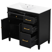 Bathroom Vanity With Sink Top, 3 Soft Closing Drawers